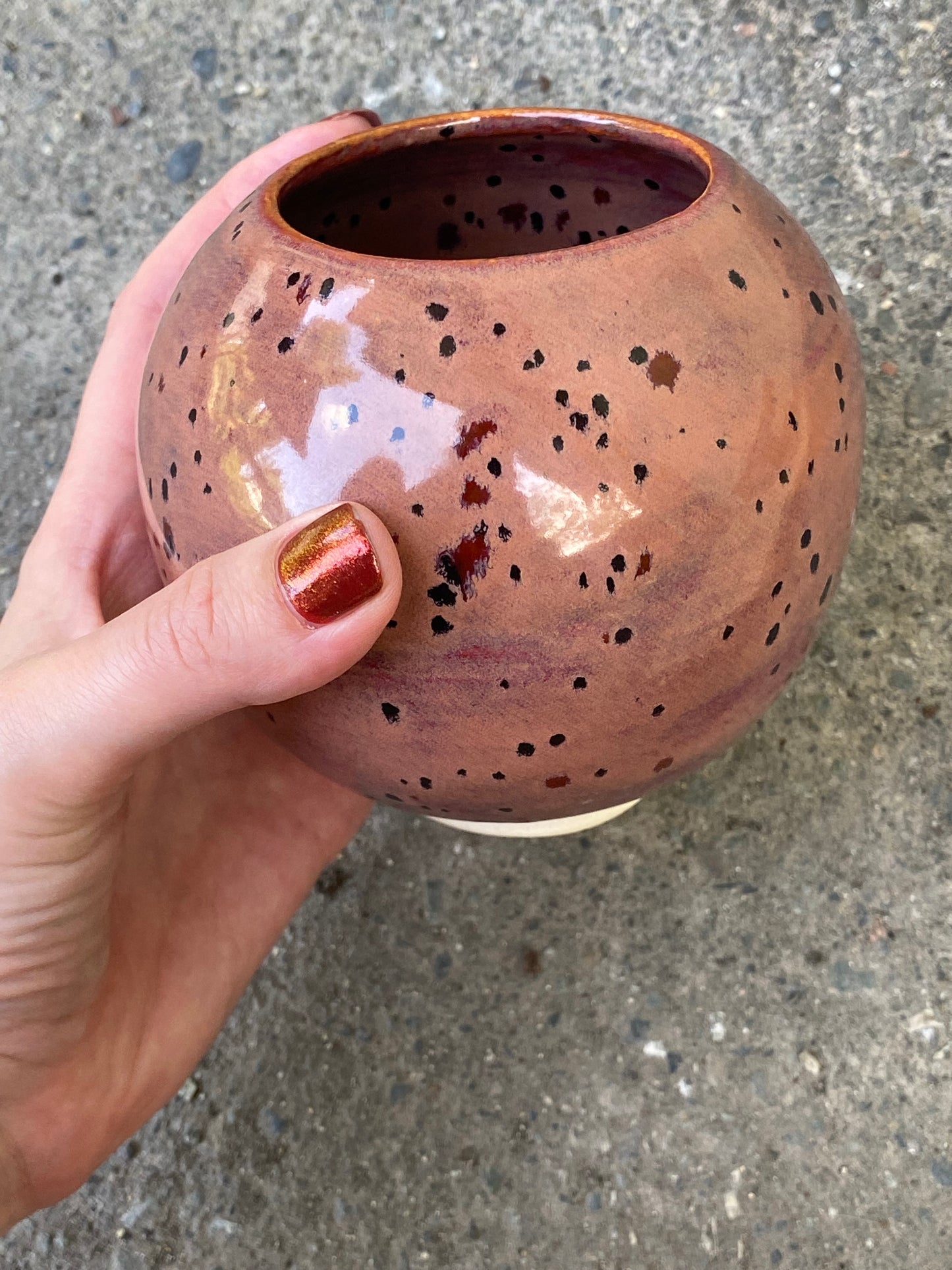 Speckled Plum Small Round Vase