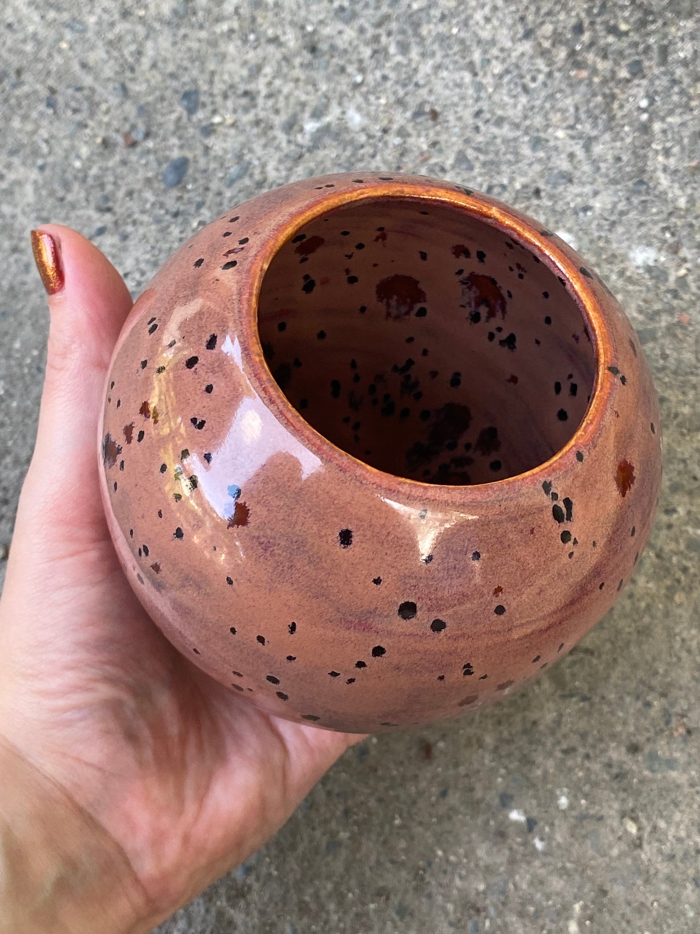Speckled Plum Small Round Vase