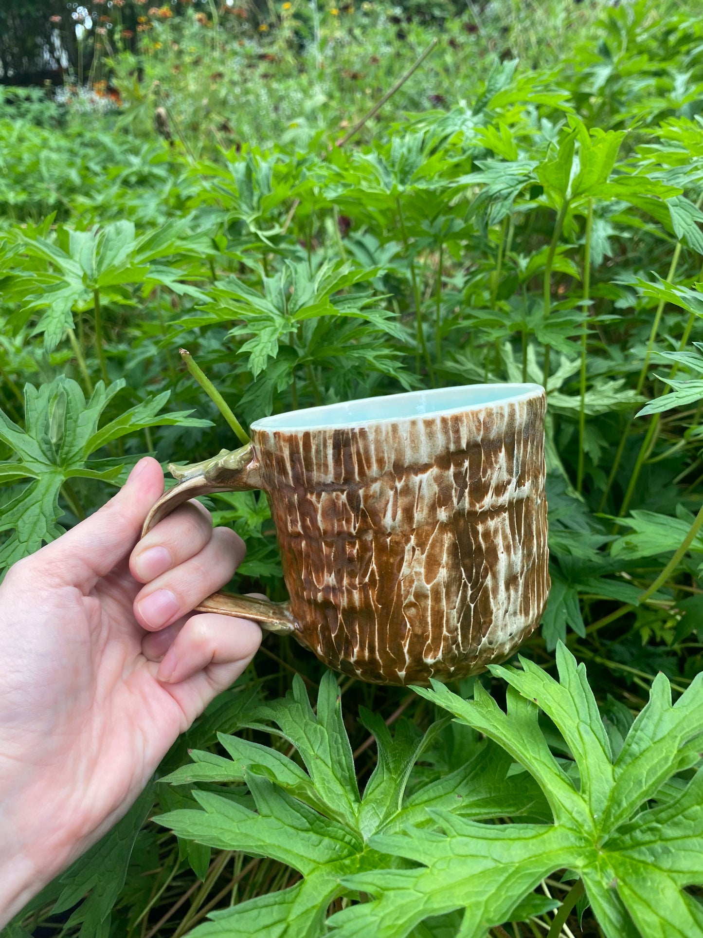 Raw Bark Carved Mug