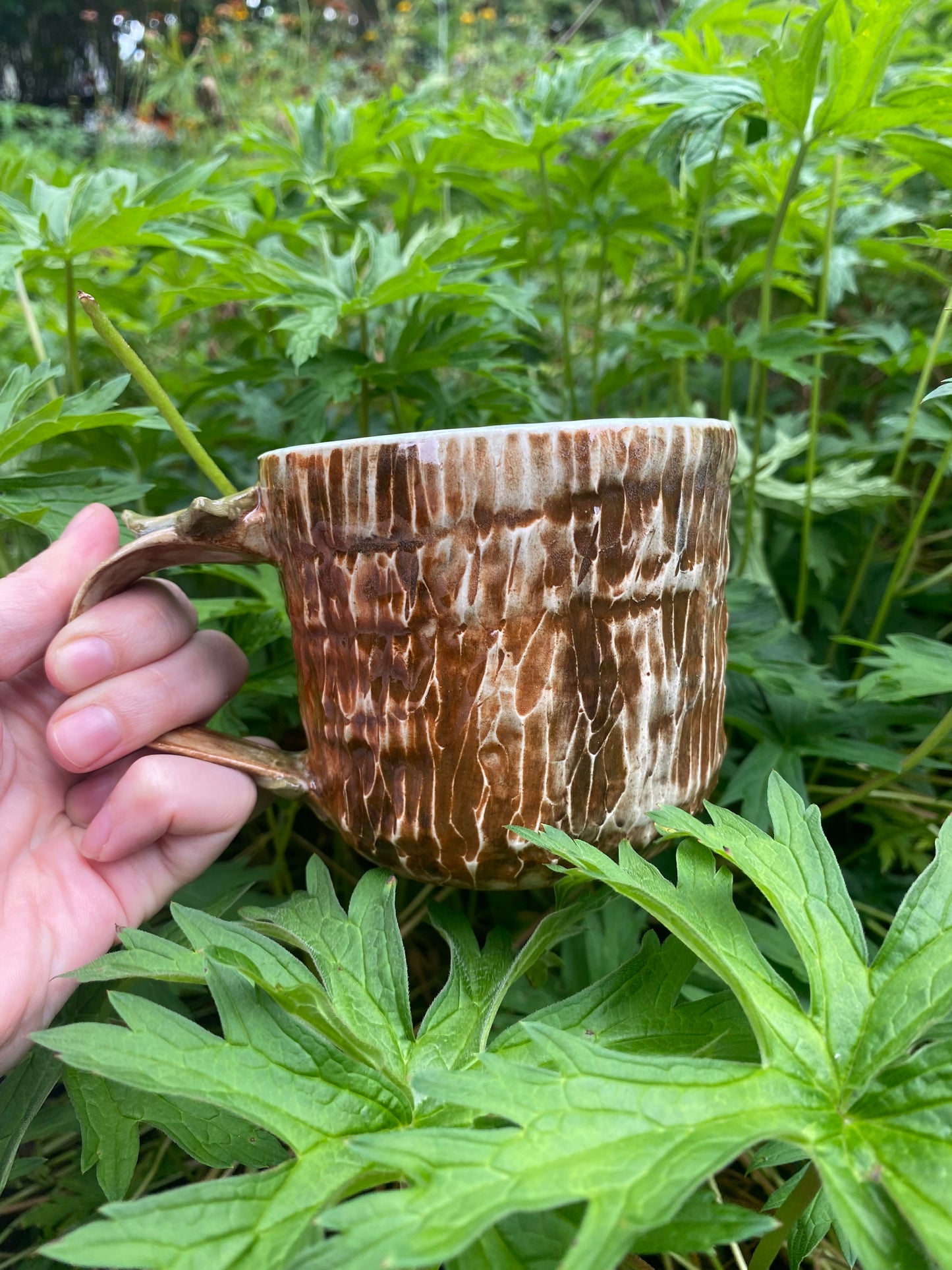 Raw Bark Carved Mug