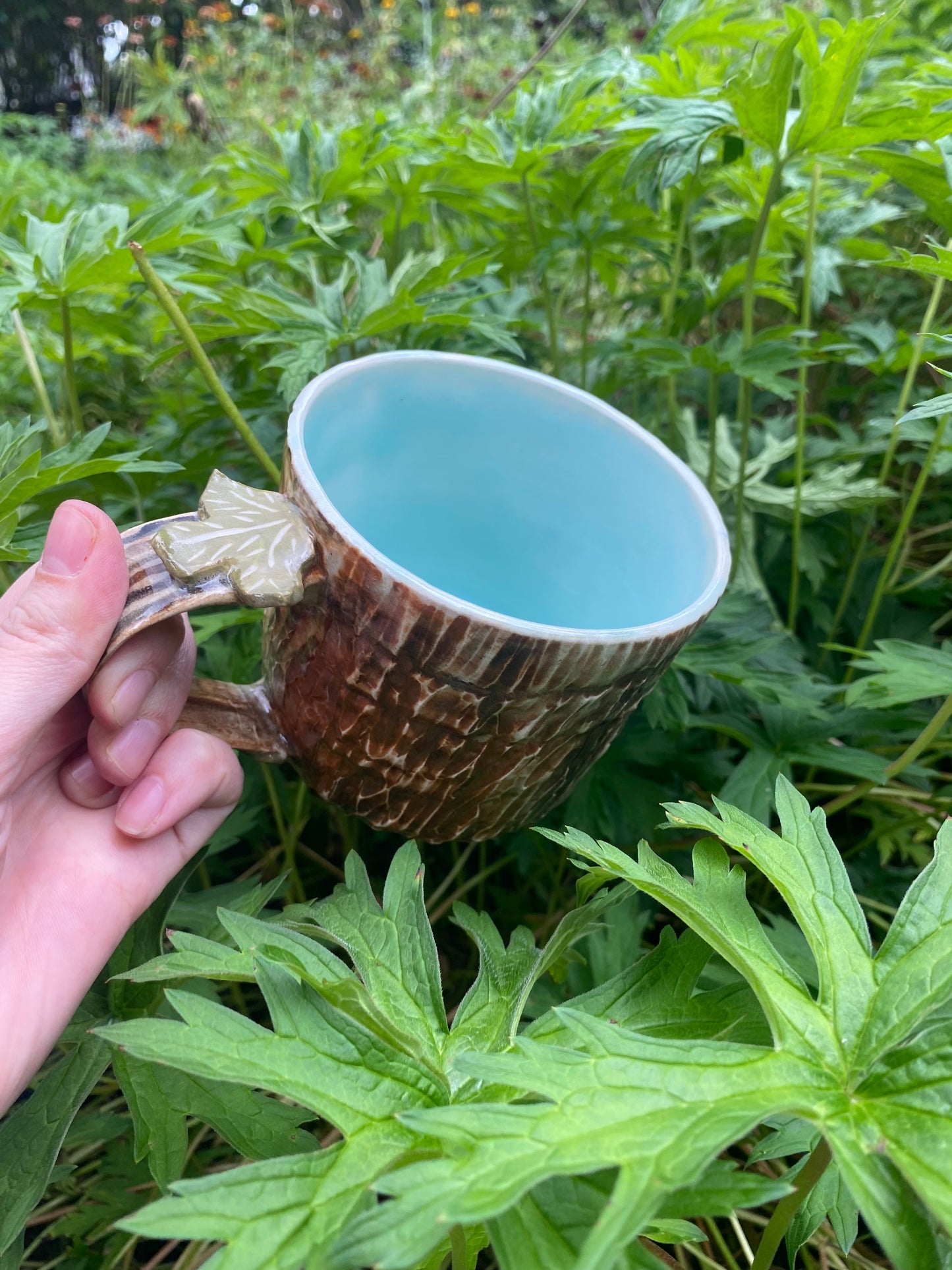 Raw Bark Carved Mug