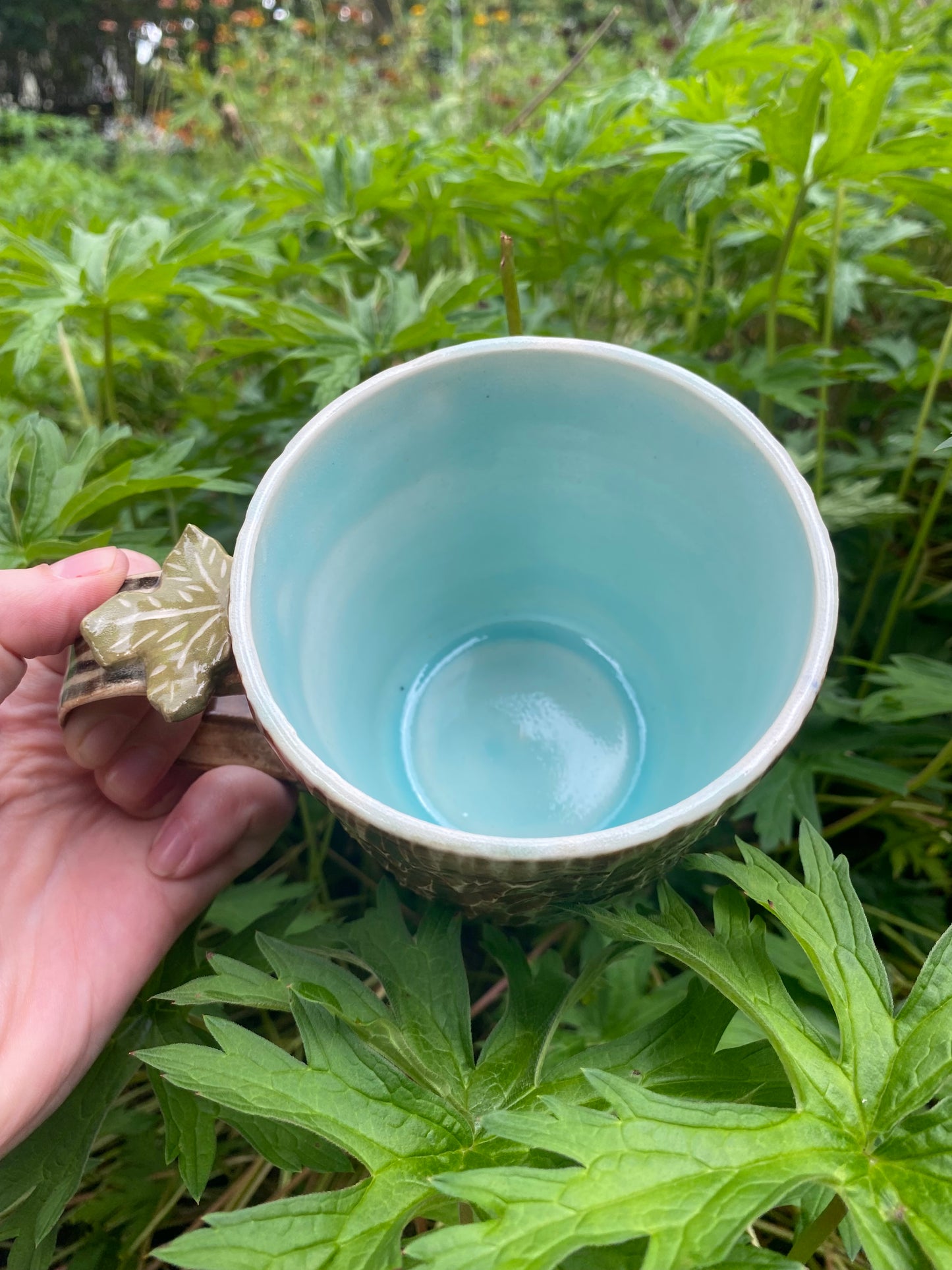 Raw Bark Carved Mug
