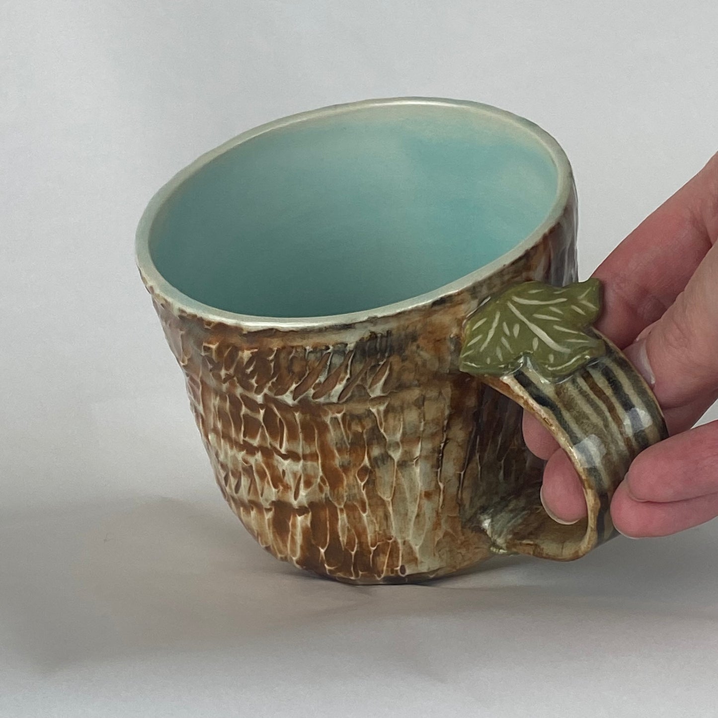 Raw Bark Carved Mug