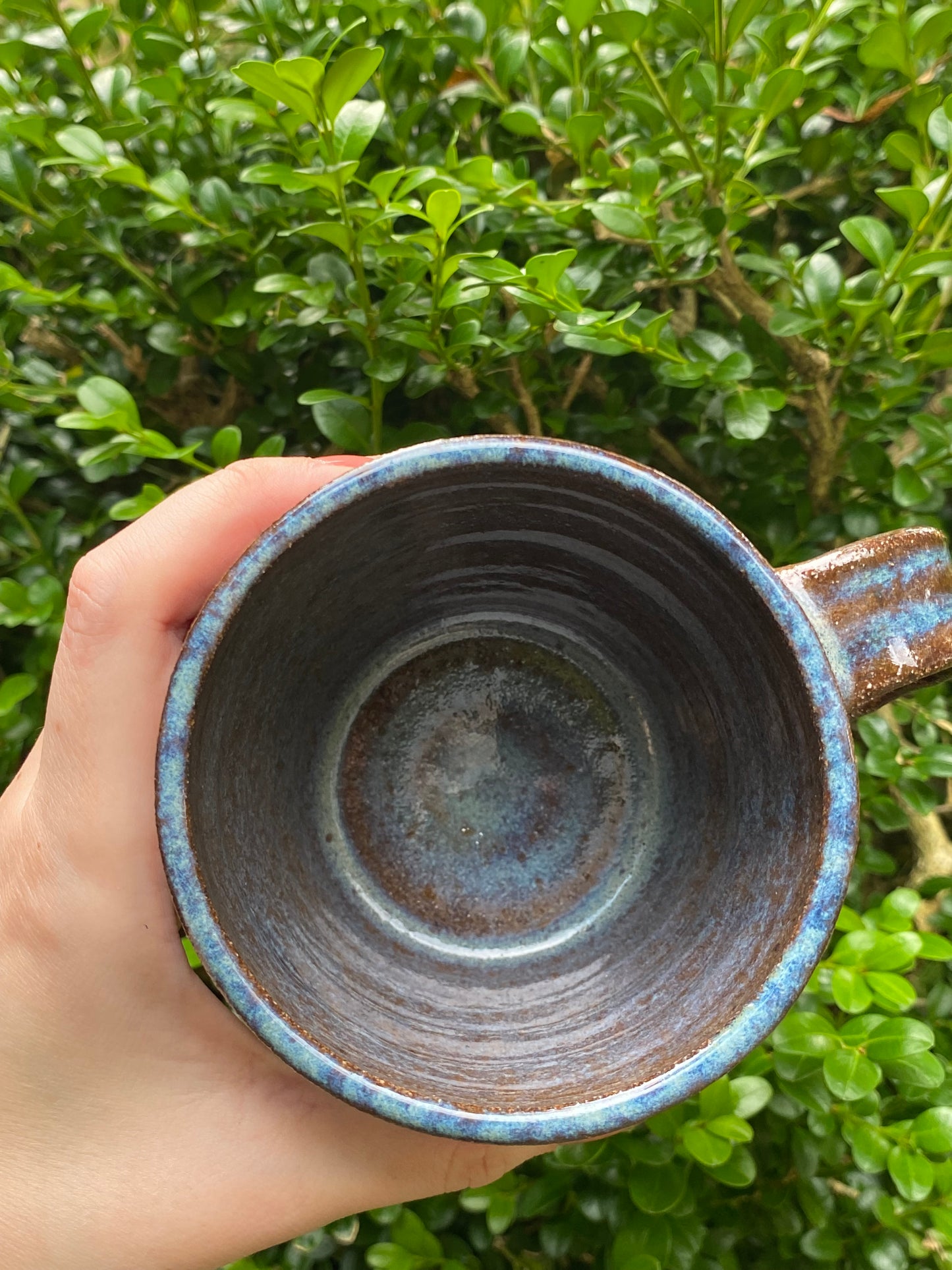Smoky Blue-Brown Handmade Ceramic Mug (smaller handle)