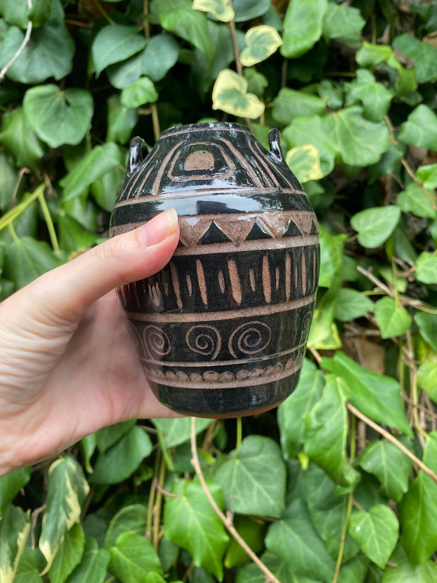 Urn-Style Sgraffito Vase