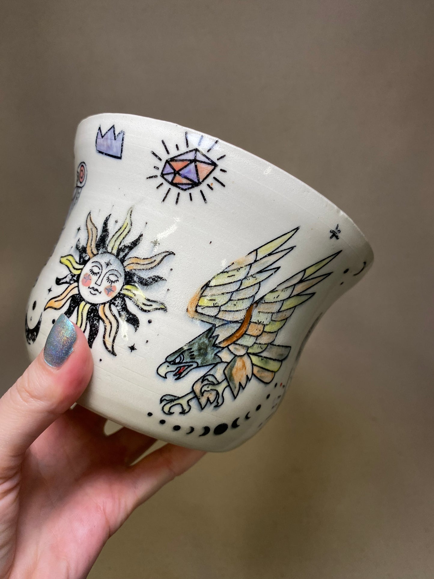 White Clay Tattoo Planter Pot