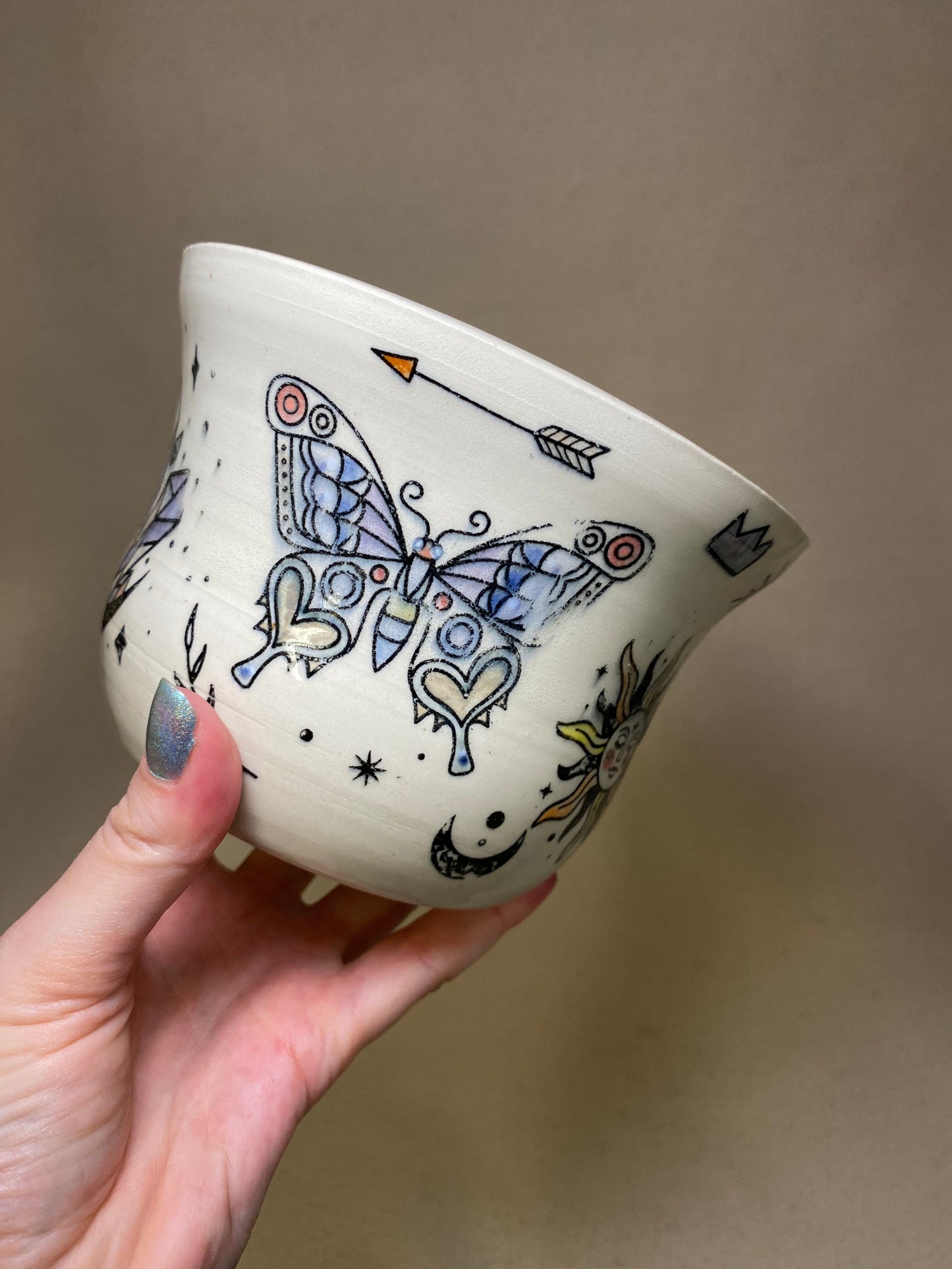 White Clay Tattoo Planter Pot