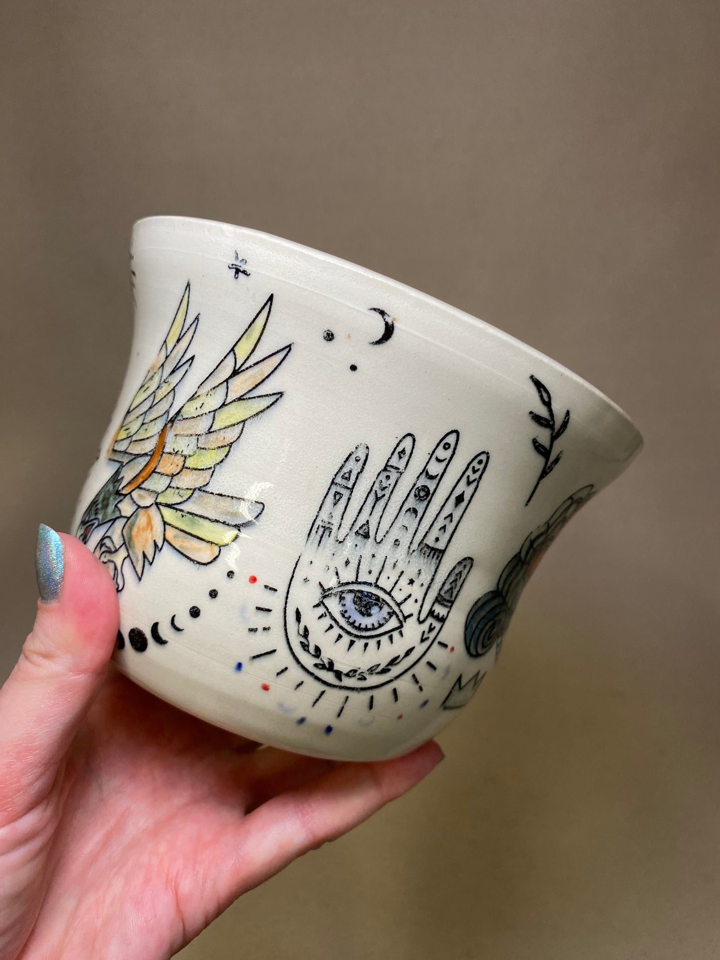 White Clay Tattoo Planter Pot