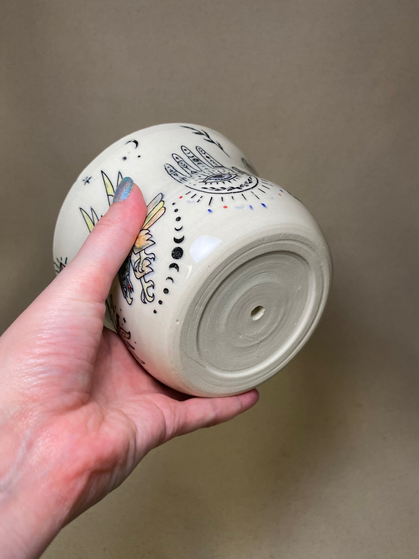 White Clay Tattoo Planter Pot