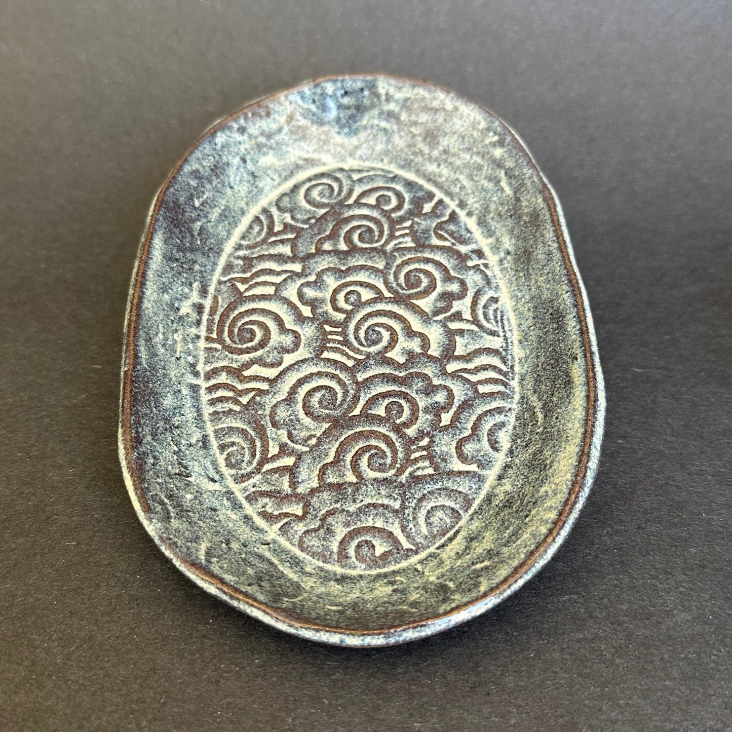 Mossy Green Cloudy Waves Plate