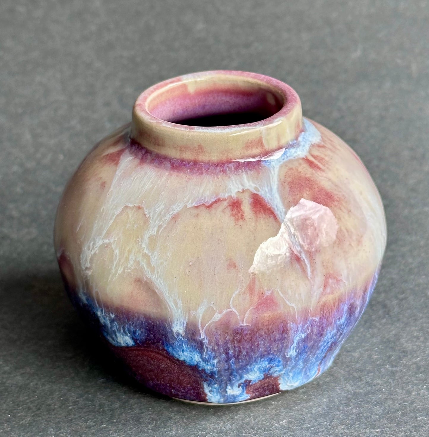 Purple round porcelain bud vase