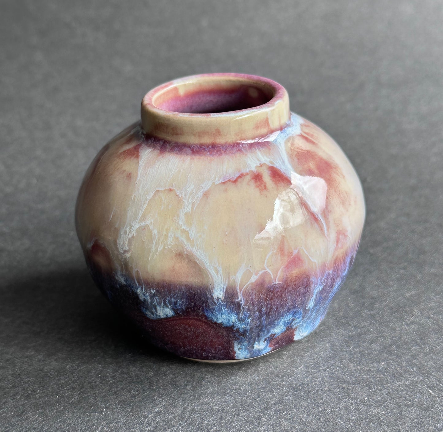 Purple round porcelain bud vase