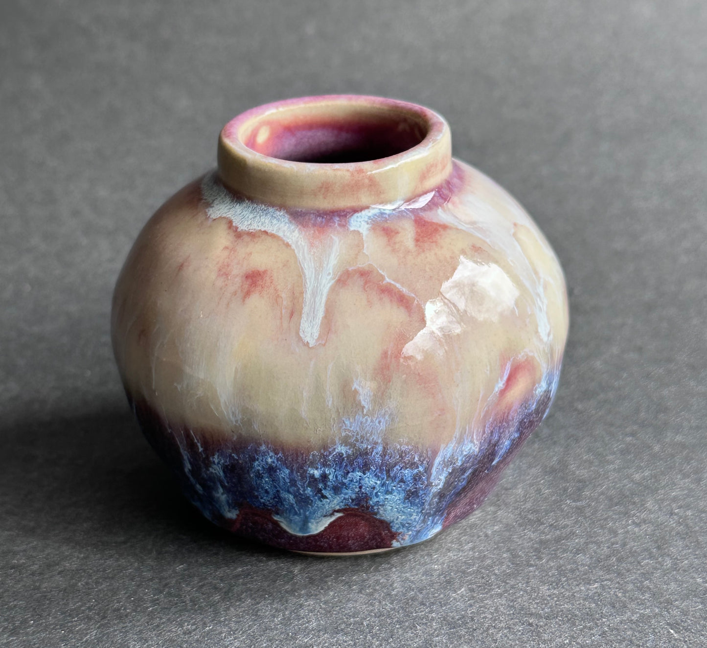 Purple round porcelain bud vase