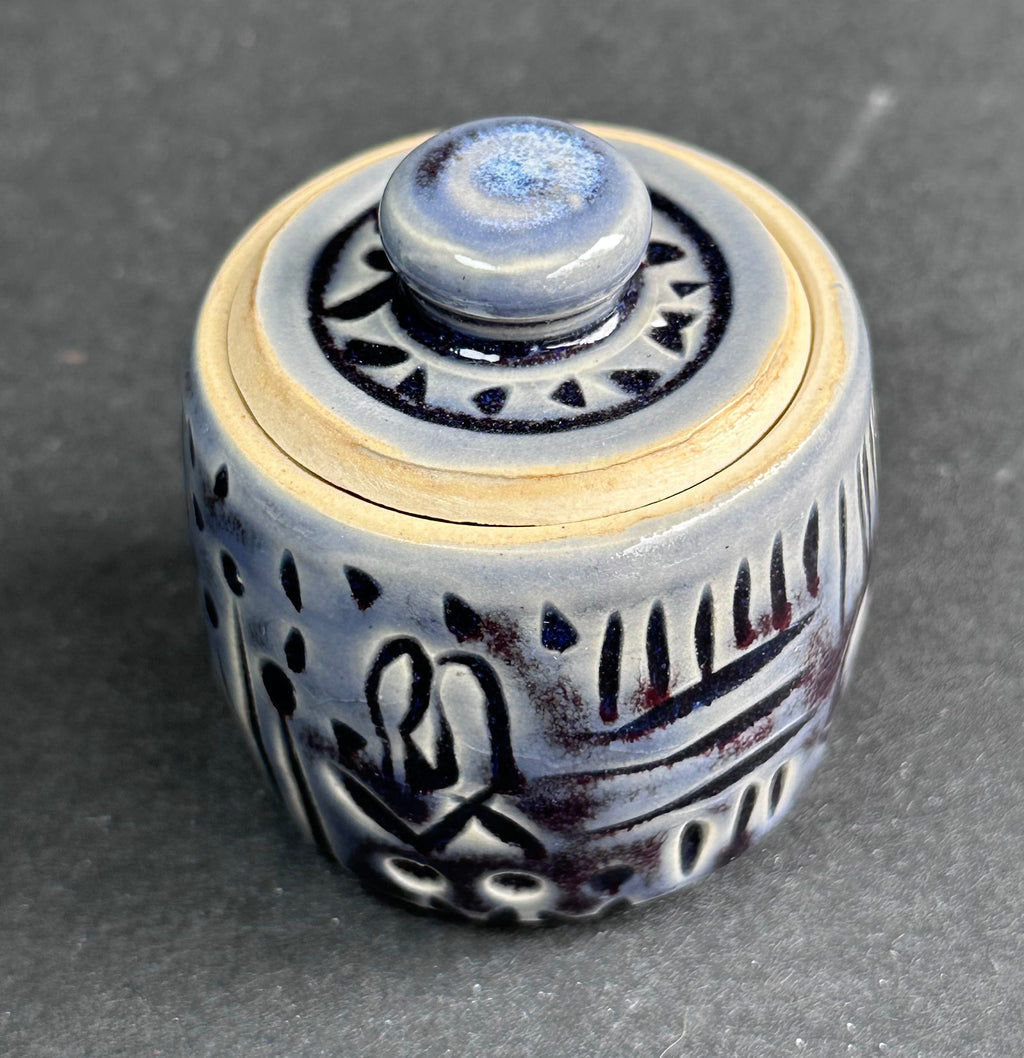 Carved Blue Whisker Holder