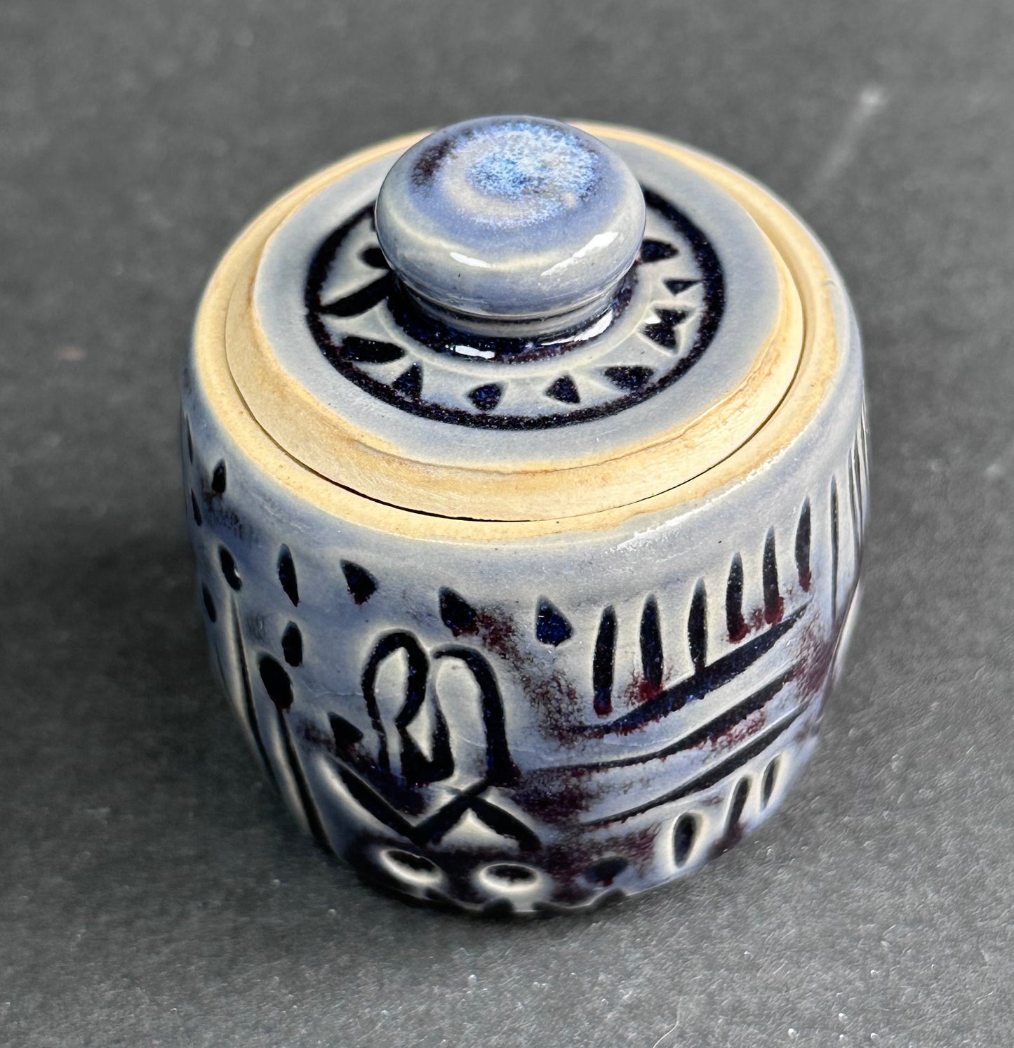 Carved Blue Whisker Holder