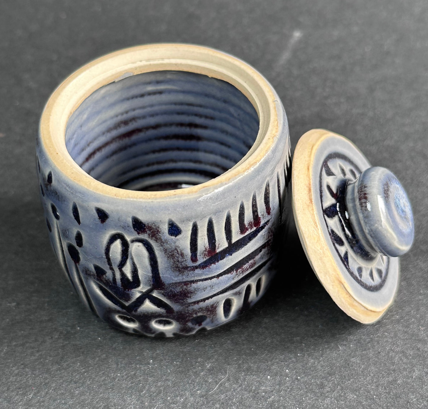 Carved Blue Whisker Holder