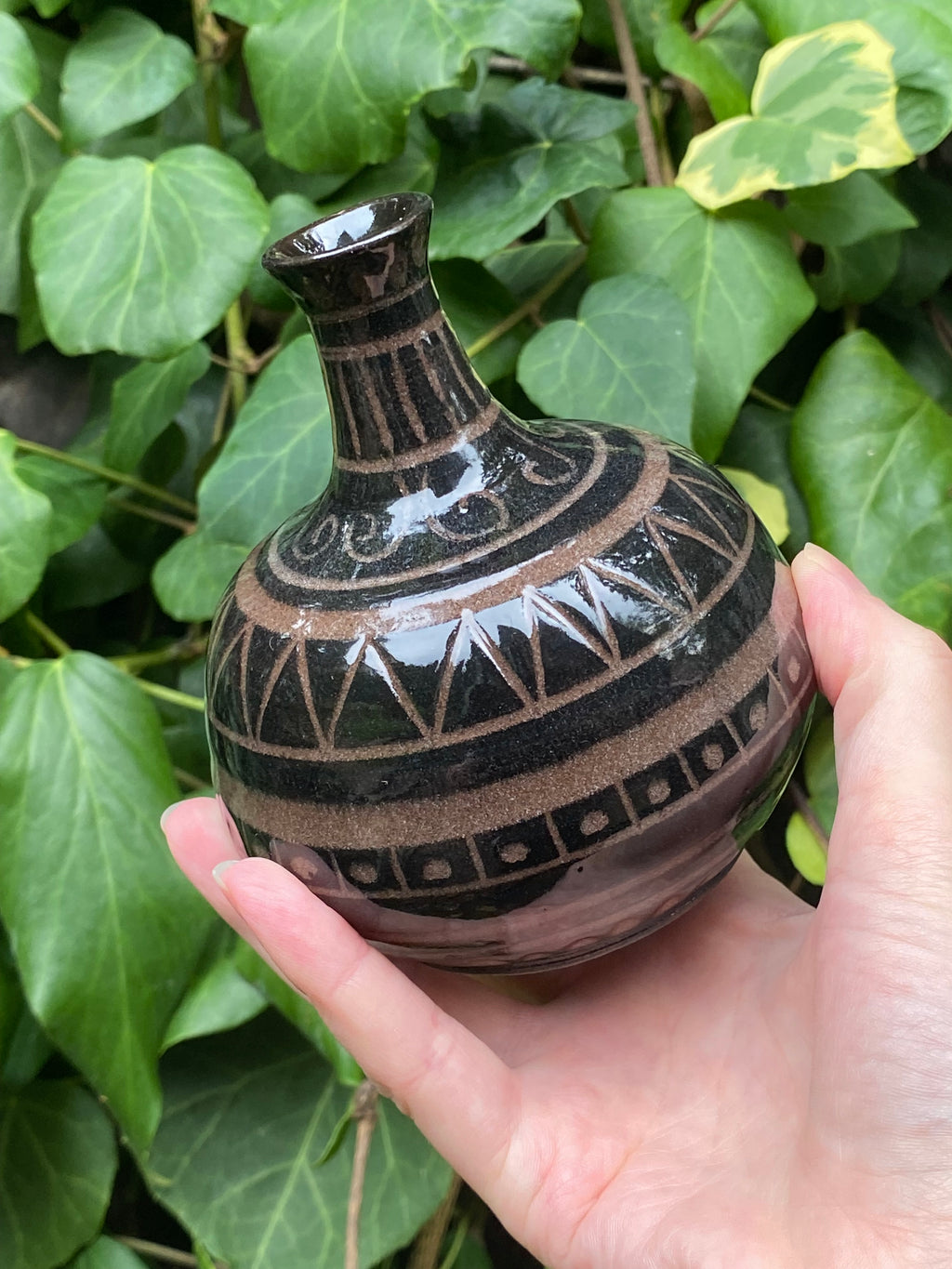 Chubby Sgraffito Vase