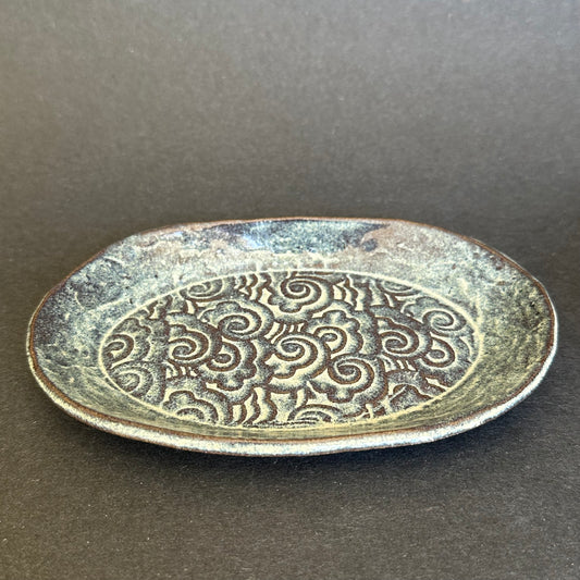 Mossy Green Cloudy Waves Plate
