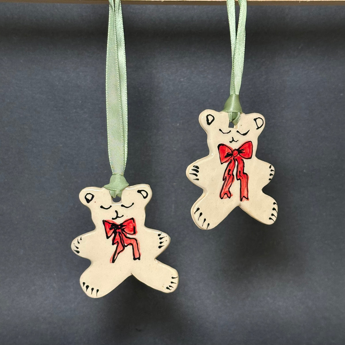 Handpainted Teddy Bear Christmas Ornament
