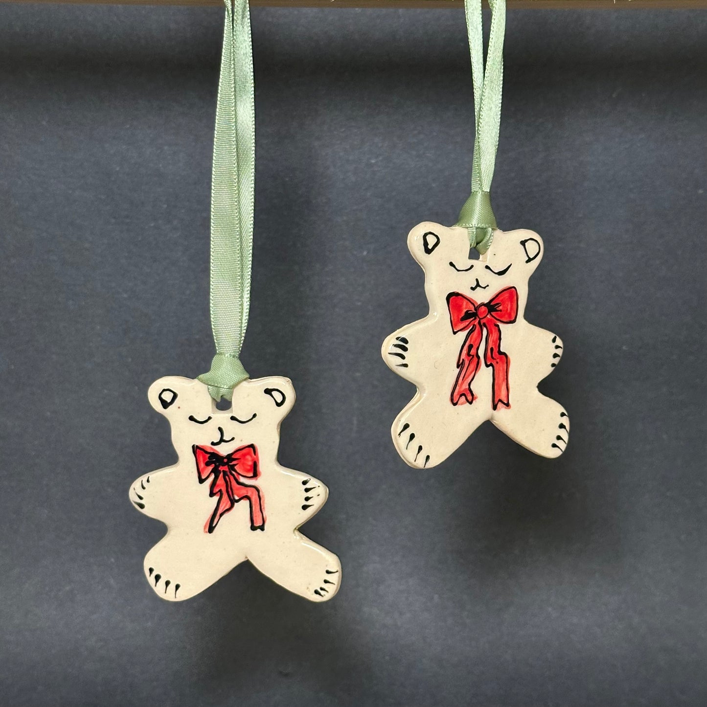 Handpainted Teddy Bear Christmas Ornament