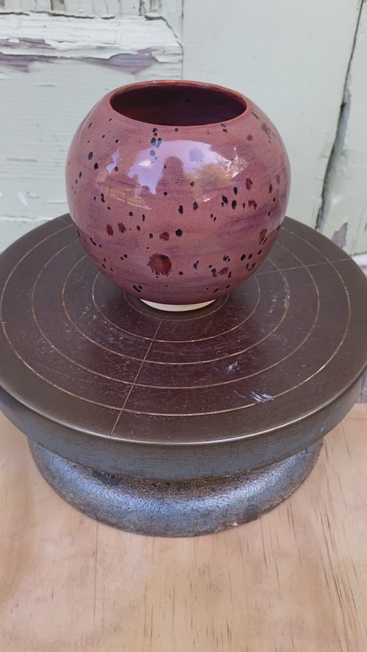 Speckled Plum Small Round Vase